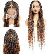 PIB 32'' Single Full Lace Braid Wig – Boho Box Braided Wig Triangle Parted, Knotless Braided Wigs...