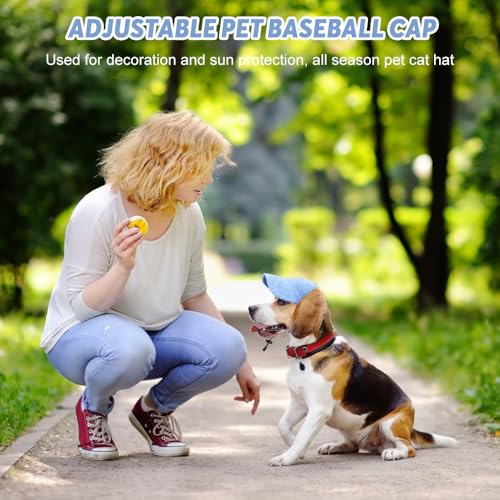 Riisoyu Hunde Baseballmütze, Verstellbar Hundecap mit Ohrlöchern Hunde Sonnenhut Sommer Reise Hut Hund Katze Outdoor Sunbonnet für kleine, mittlere und große Hunde, Blau