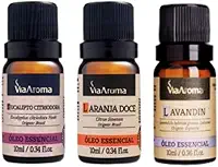 Kit 3 Óleos Essenciais. Reduz o Stress, e Promove Sensação de Paz, Conforto e Bem-estar - Via Aroma.