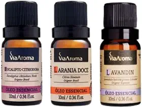 Kit 3 Óleos Essenciais. Reduz o Stress, e Promove Sensação de Paz, Conforto e Bem-estar - Via Aroma.