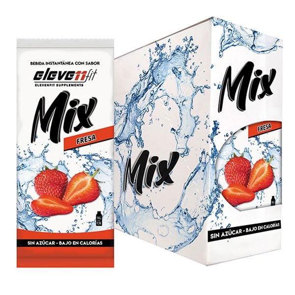 Eleven Fit Mix Instantáneo Sabor Fresa | Prepara 1.5L de Bebida Saludable, Sin Azúcar y Baja en Calorías | Ideal para Mezclar con Agua y Mejorar tu Dieta | Caja de 24 Sobres