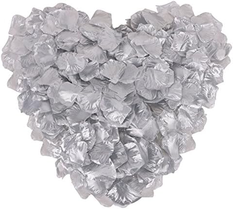 YoungLove 1000 Pieces Artificial Fake Rose Petals Wedding Party Decorations Rose Petals for Weddings, Silver