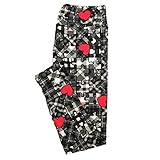 Lularoe One Size OS Puzzle Piece Hearts Plaid Black White Gray Red Valentines Buttery Soft Leggings...