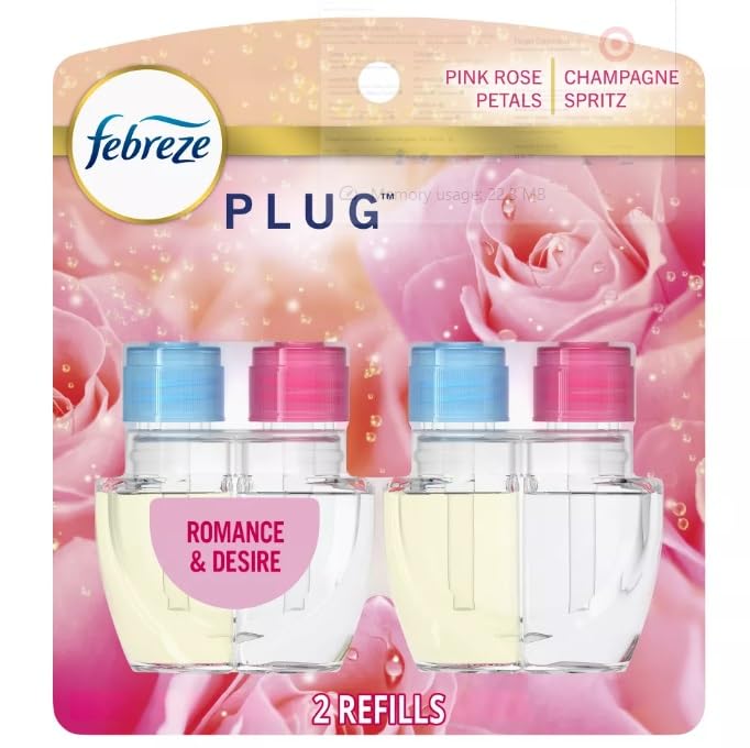 Generic Febreze Odor-Fighting Fade Defy Plug Air Freshener (2) of 0.87 fl oz Refills-NEW EXOTIC EDITION (Romance & Desire)