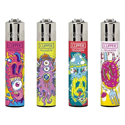 Encendedores Clipper Reutilizables - Pack 4 - Psyko Monsters