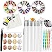Accesorios de Diseño de Uñas|5piezas Pinceles para Uñas,Bolígrafo de 5 piezas,10 piezas Rollos de Cintas Adhesivas Uñas,12 Caja Gold Silver Copper Rainbow Foil Diseño Decoración,Con pinzas y Pegatina