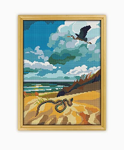 Indiana Dunes CS704-2 - Counted Cross Stitch KIT#2. Set of Threads, Needles, AIDA Fabric, Needle Threader, Embroidery Clippers and Printed Color Pattern Inside.