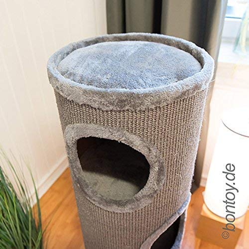Bontoy Kratztonne Buddy in grau I 37 cm x 100 cm I mit weichem Liegebett I DREI Höhlen