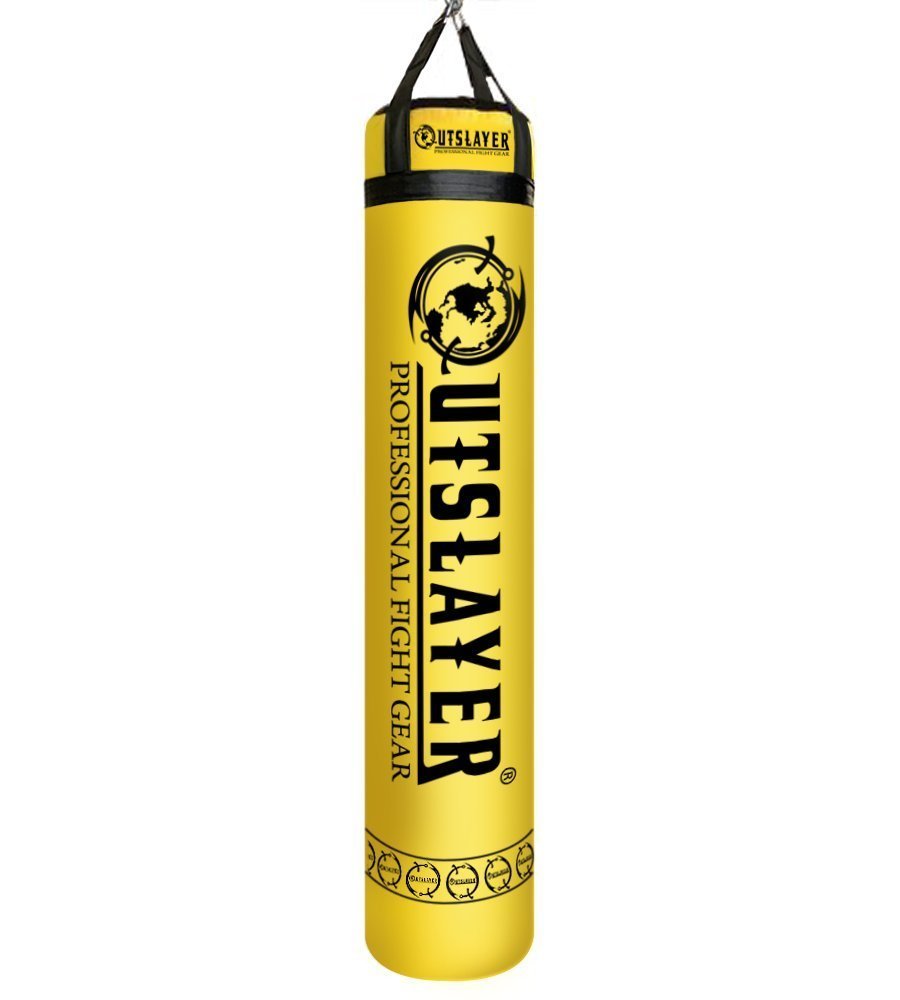 Outslayer Muay Thai Punching Bag 6ft Tall 130 Pounds Filled Heavy Bag Made in USA (Yellow)
