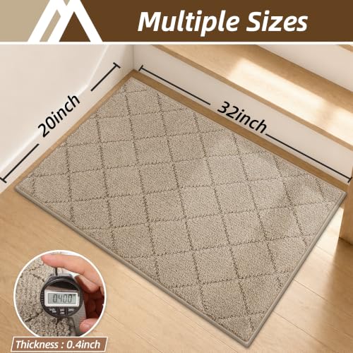 Image of COSY HOMEER Stair Landing Rug Non-Slip 20 inchx32 inch Stair Treads for Wooden Steps,Washable Peel and Stick Stair Treads Matching Mats,Pet Friendly Soft Reusable Stair Landing Mat for Kids and Elders,Beige