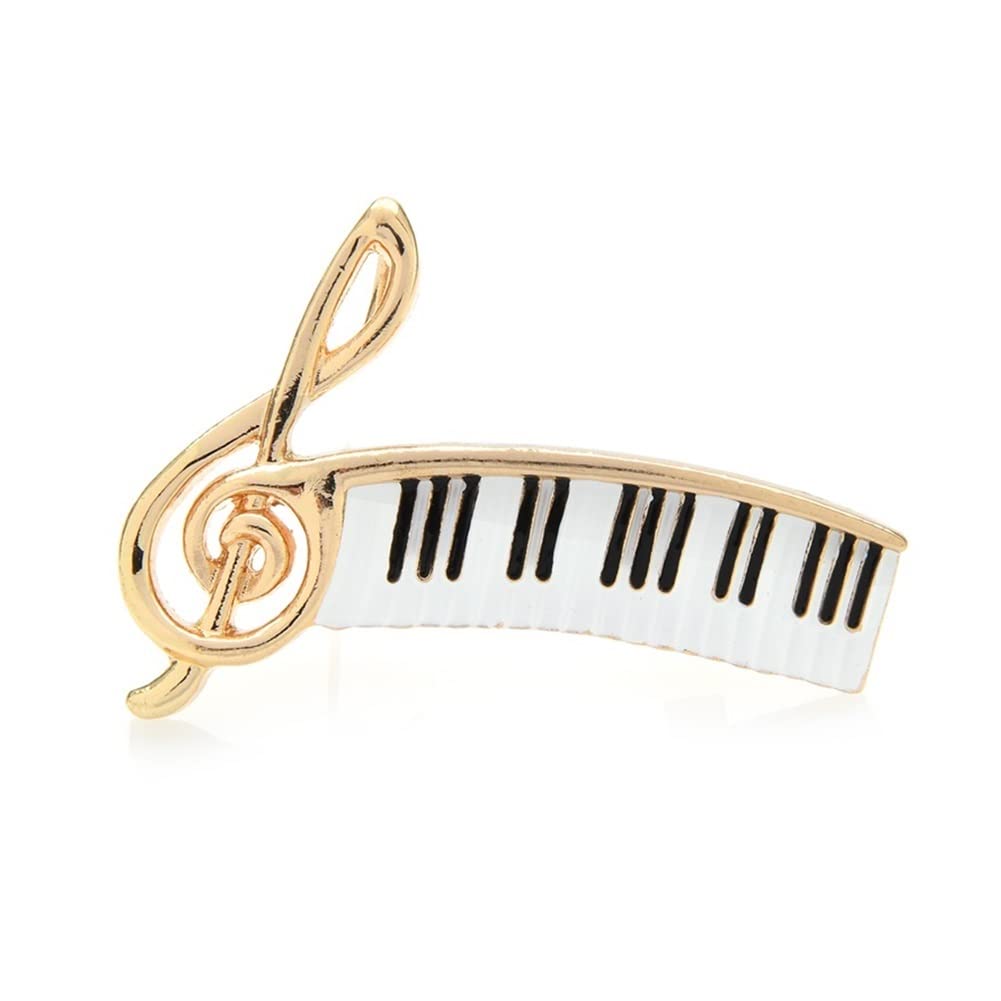 Spilla da Donna Spilla da Donna in Metallo smaltato con Note Musicali Tasti di Pianoforte Spille for Donna Uomo Gioielli Musicali Accessoeris (Color : Gold, Size : 1.85 inch)