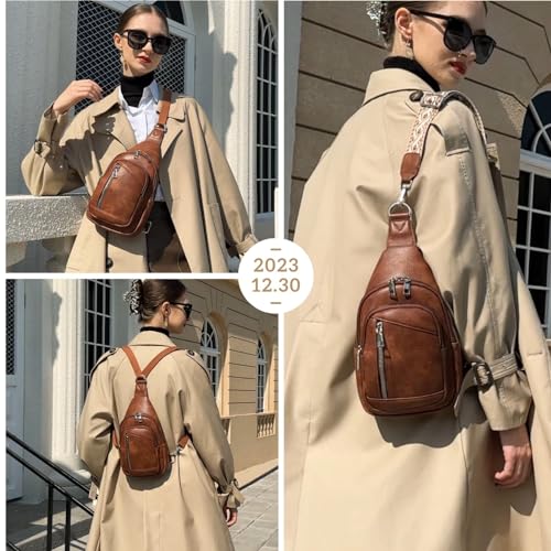 Image of MYHOZEE Small Diaper Bag Crossbody Sling Purse for Women - 2 in 1 Leather Backpack with 2 Straps for Short Trips Work Daily | Mini diaper bag