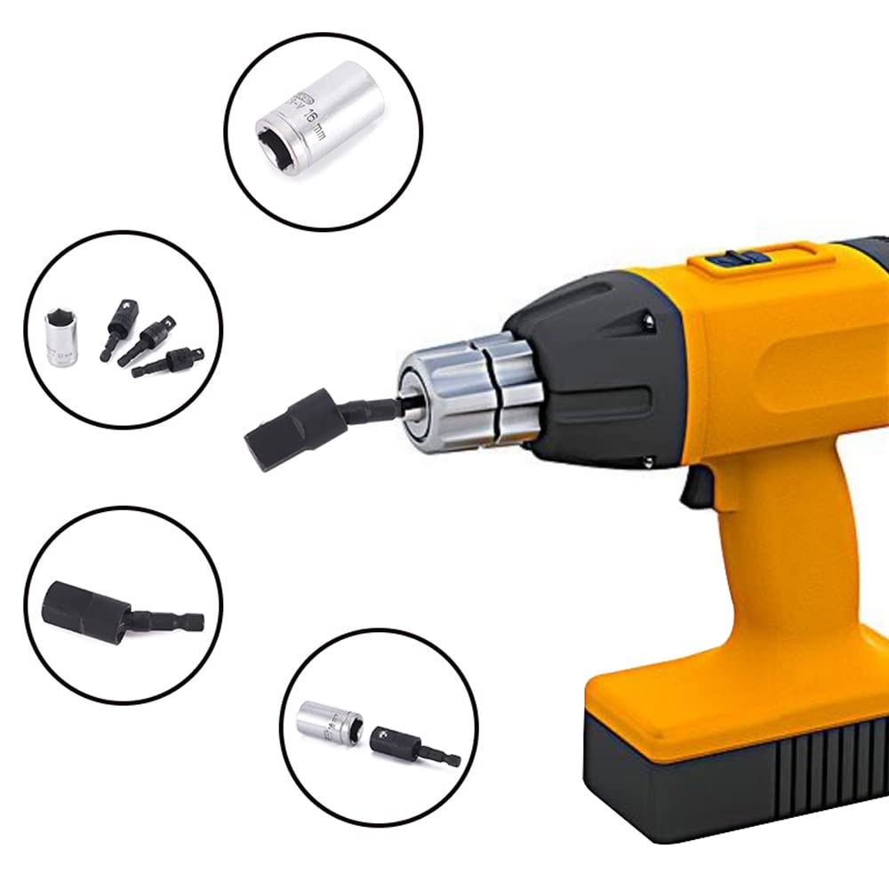 3-teiliges Adapter-Set Für Bohrmaschine – Wandelt In Steckschlüssel Um, 1/4, 3/8 & 1/2 Zoll, Drehbar & Schlagfest