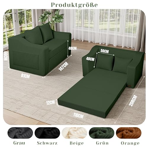 Sofá cama de pana verde ideal para optimizar el espacio de tu sala de lectura 3