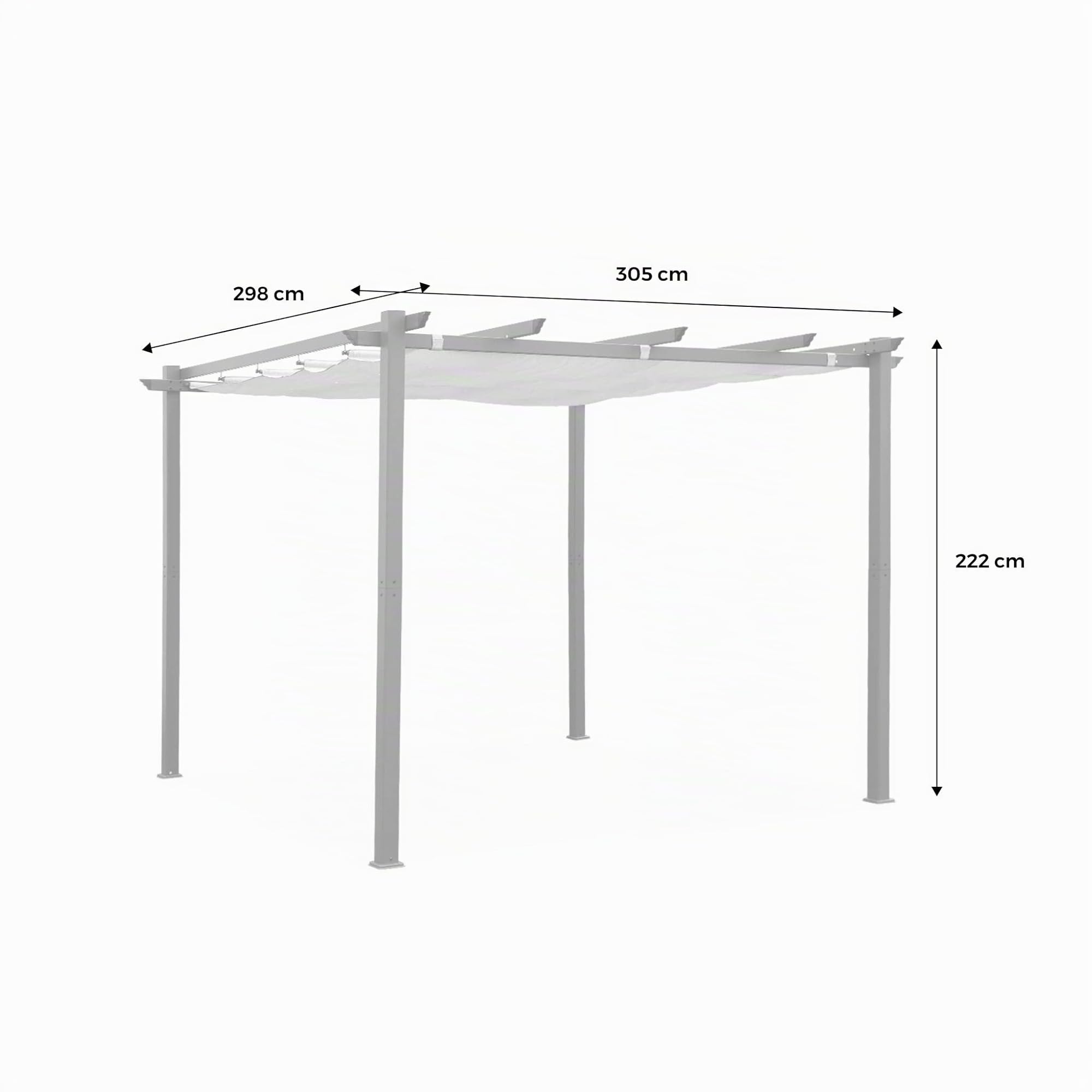 Alice's Garden - Pergola Aluminium - Isla 3x3m - Toile Grise - Tonnelle idéale pour Votre terrasse. Toit rétractable. Toile coulissante. Structure Aluminium
