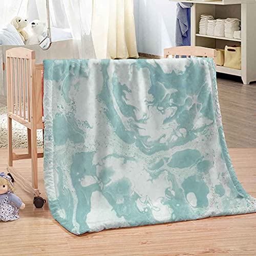 Couverture flanelle vagues de l'océan bleu plaid microfibre canapé lit toutes saisons - 3