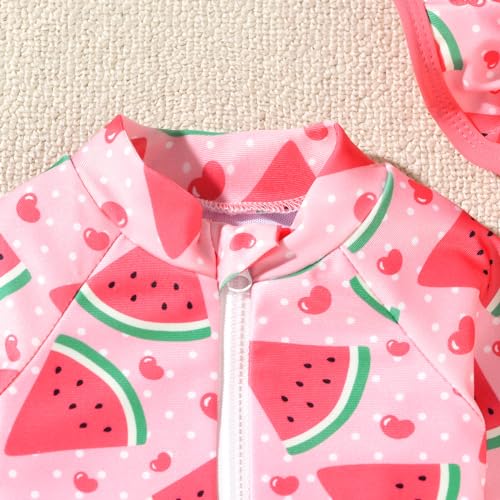 Image of Aalizzwell Baby Girls Long Sleeve One Piece Swimsuit with Hat