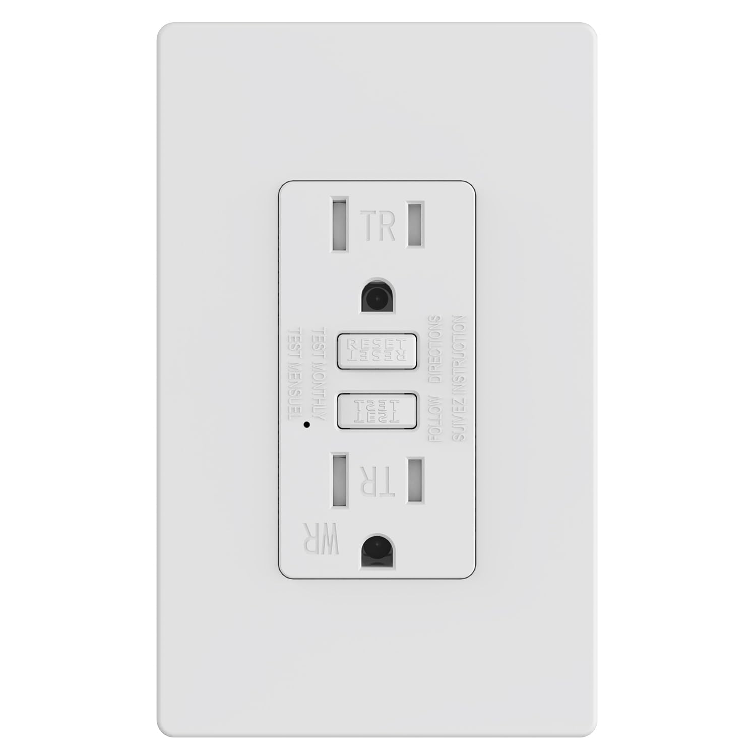 WEBANG Tomas GFCI, resistentes a manipulaciones y a la intemperie, receptáculo GFCI con indicador LED, placas de pared sin tornillos con diseño más delgado, 15 amperios/125 voltios, certificación ETL