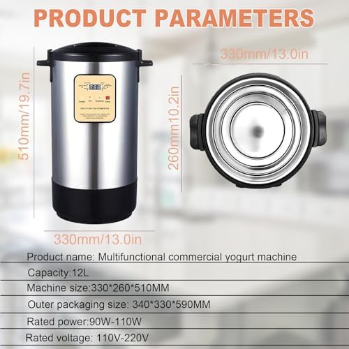 Fully Automatic Yogurt Machine with Smart Panel | 12L Capacity for Restaurants, Cafes & Beverage Shops | Easy Fermentation, Perfect for Dairy Lovers