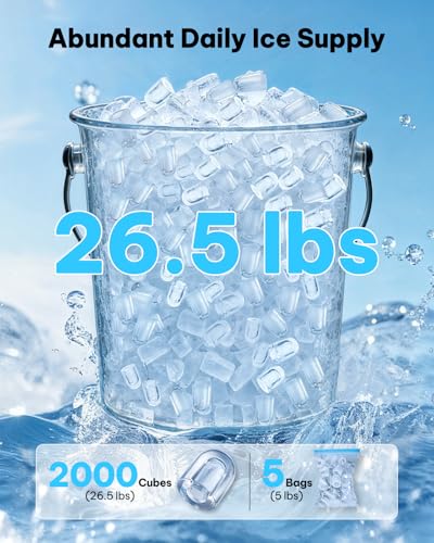 Image of Silonn Ice Maker Countertop, 8 Ice Cubes in 6 Mins, 26.5 lbs /24H, 2 Bullet Ice Sizes, Self-Cleaning Bullet Ice Maker, Portable Ice Machine for Kitchen, Party, Office, and RV Camping