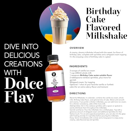 Image of Dolce Flav Birthday Cake Extract - 1 Gallon Water-Soluble Kosher, Sugar-Free, Concentrated Festive Cake Flavoring for Frostings, Cupcakes & Desserts