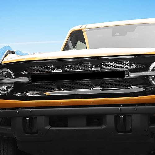 Image of Carbon Fiber Front Grille Mesh Inserts Trim Cover Grill Frame Decoration Exterior Accessories for Ford Bronco 2 Door 4 Door 2021 2022 2023
