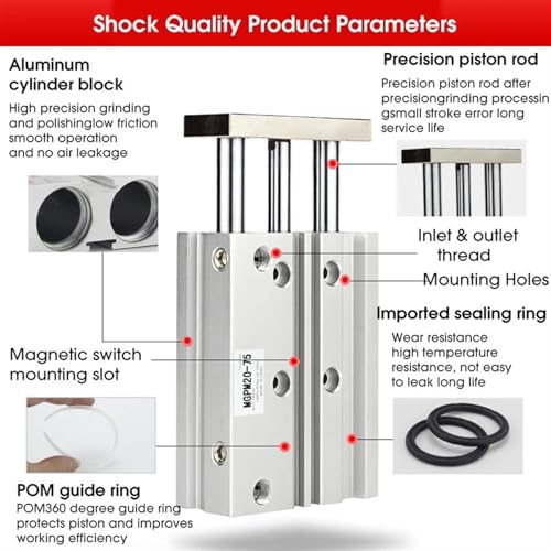 Vérin de guidage compact pneumatique MGPM pour stopper les charges
