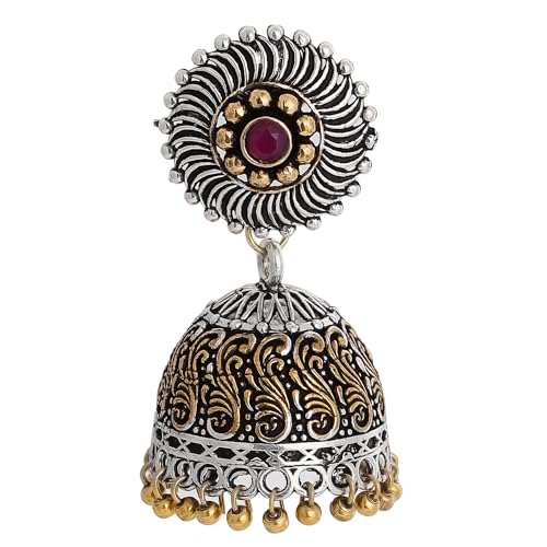 Image of Rubans Jhumka Earrings Oxidised Trendy Jewellery Gift for Women & Girls