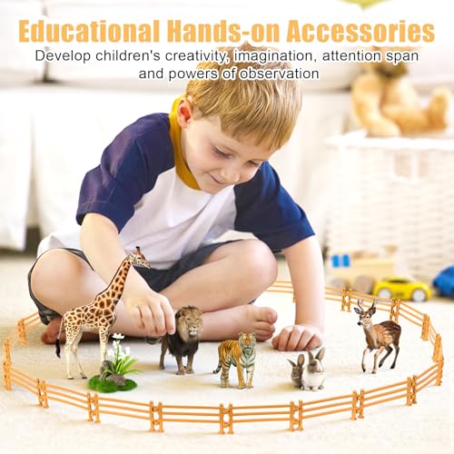 100 Stück Pferdezaun Spielzeug, Kunststoff Pferd Corral Fechten Zubehör, Koppel Spielzeug, Mini Farm Zaun für DIY-Gartenzäune, Scheunen, Koppeln, Ställe und Landschaftsdekoration (9 x 4 cm)