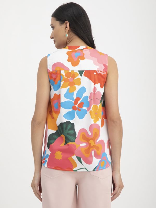 Image of FableStreet Floral Print Sleeveless Top - Multicolour