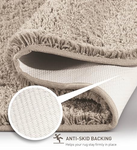 Image of Obsessions Ultra-Absorbent Quick-Dry Bath Mat | 1400 GSM Polyester | Soft, Non-Slip & Fast-Drying Bathroom Rug for Safety & Comfort | 40 x 60 cm | Taupe