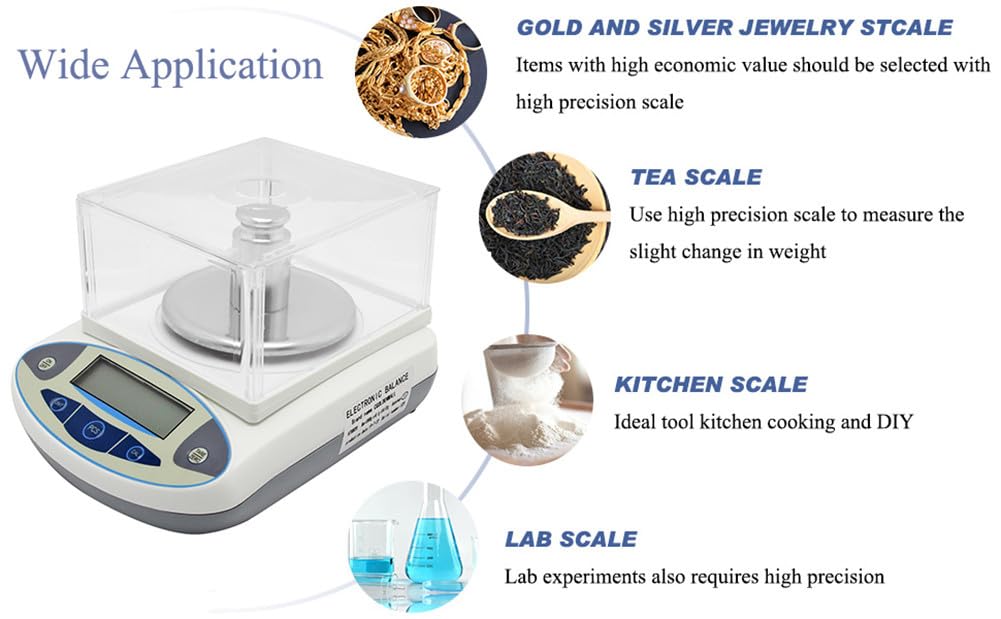 Balanza de Laboratorio 500g 0.001g Precisión, Balanza Analítica de Laboratorio de Alta Precisión con Parabrisas Balanza Científica Digital Balanza de Joyería/Cocina
