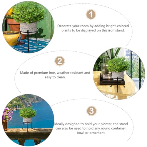 Support pour pot de fleurs en fer noir rustique et robuste GALPADA - 4