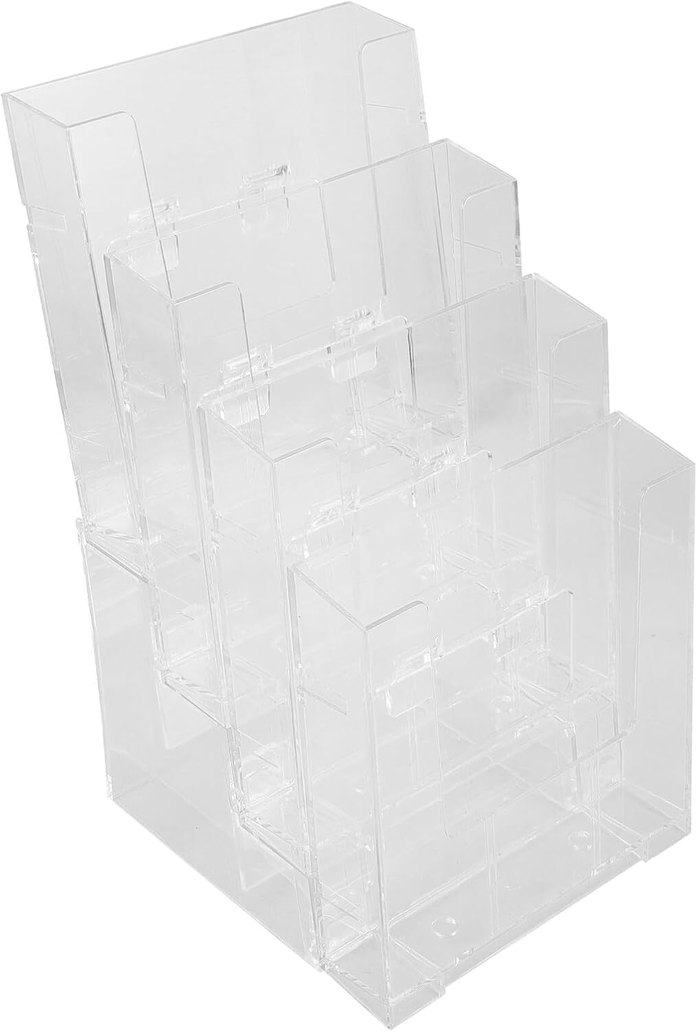 A5 Acrylic Brochure Holder Desktop Document Stand with 4 Tiers, Multi-Functional Paper Display Rack for Office Organizers and Pamphlet Display