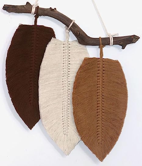 Hojas de macramé para colgar en la pared, decoración de dormitorio, decoración del hogar, tapiz de pared, arte bohemio de pared y decoración de