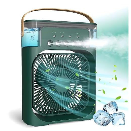 Drumstone (15 YEARS WARRANTY) Personal Air Cooler, Portable Air Conditioner Fan, Mini Evaporative Cooler with 7 Colors LED Light, 1/2/3 H Timer, 3 Wind Speeds and 3 Spray Modes_Multicolor