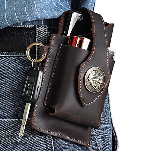 Abbto 3 PCS Riñonera de piel móvil | Riñonera de viaje | Riñonera de cinturón para teléfono móvil de piel para hombre, riñonera de viaje para senderismo a pie