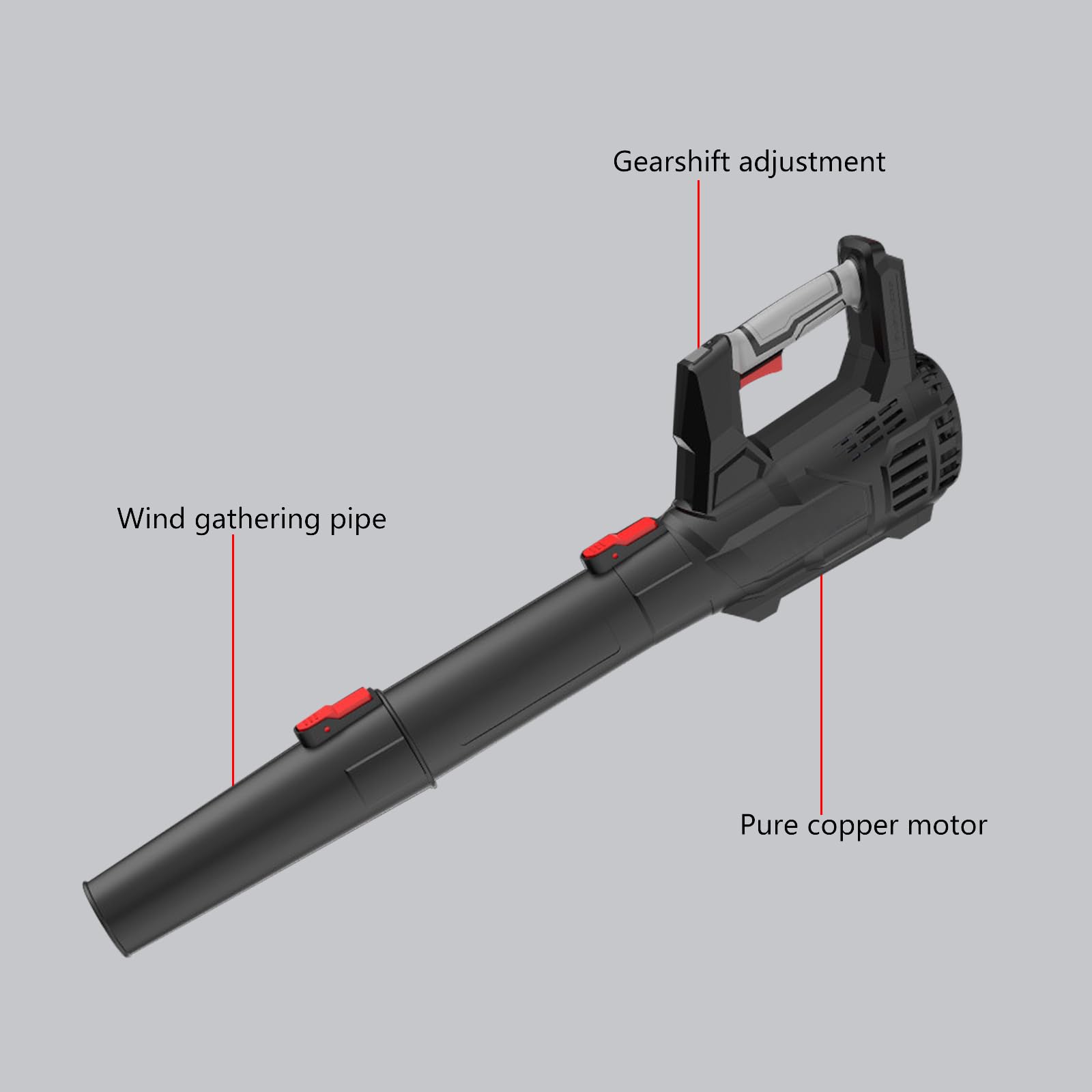 Soffiatore portatile 580CFM 160MPH Tubi intercambiabili Autonomia 40 minuti 2 batterie da 4, 0 Ah Costruzione ergonomica Soffiatore a batteria