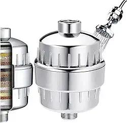 Filtro de Chuveiro 8 Estágios, Remove Cloro e Impurezas da Água, Purificador para Barra de Chuveiro, Cromado