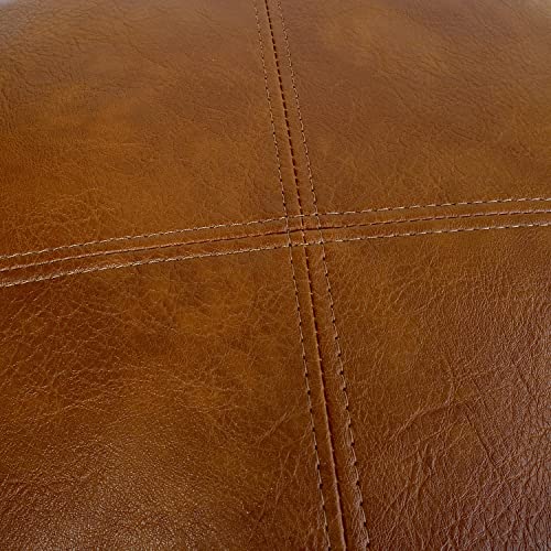 Thgonwid Unstuffed Faux Leather Pouf Cover, Handmade Footstool Ottoman Storage Solution, Floor Footrest Cushion - 16.5”x12.5”, Amaretto