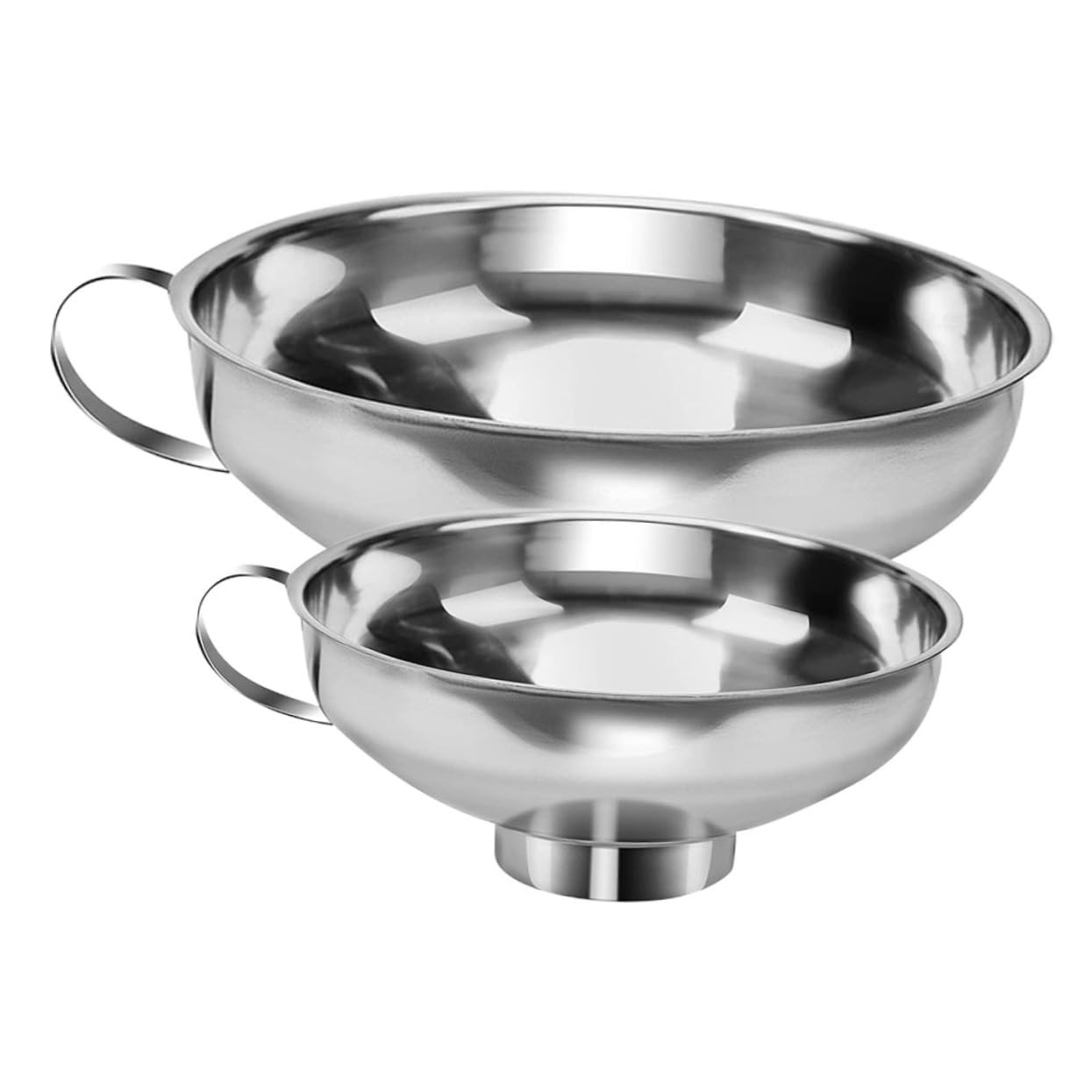 HAKIDZEL 2pcs Stainless Steel Wide Mouth Funnel for Liquid Transfer Kitchen Filling Tool Ergonomic Design for Canning Bottling Versatile Easy to Store