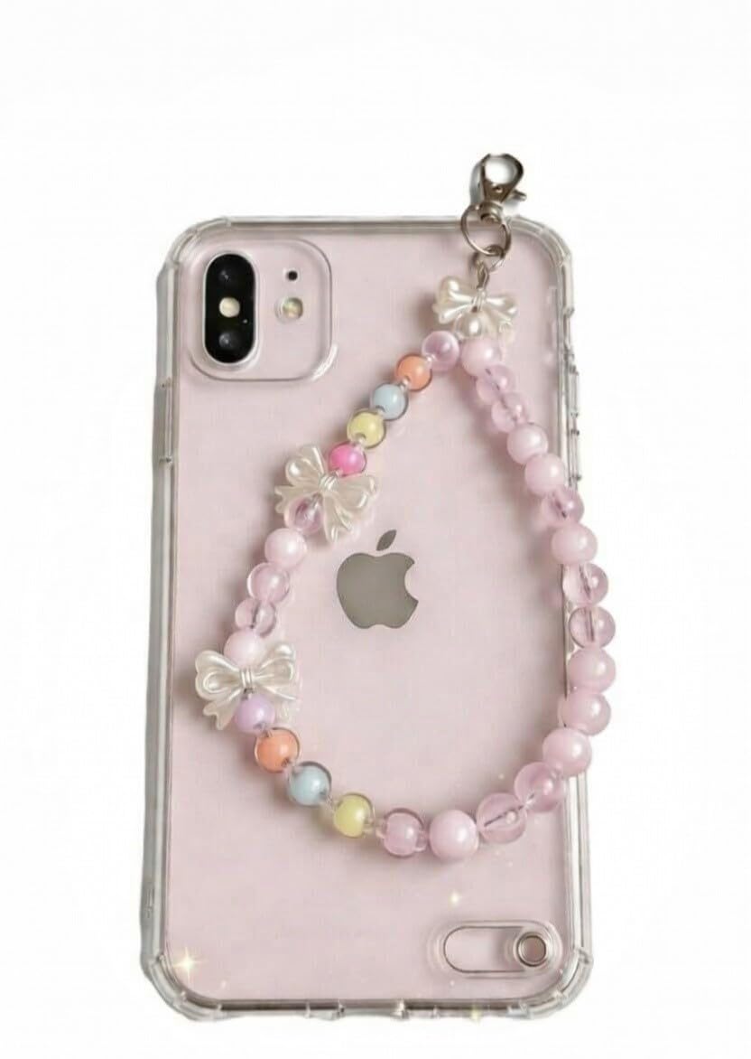 Beaded Phone Charm Strap with Bow | Pastel Wrist Lanyard Keychain for Mobile, Keys & Bag | Handmade Accessory for Girls & Women Elegant Beaded Wrist Lanyard-image-43
