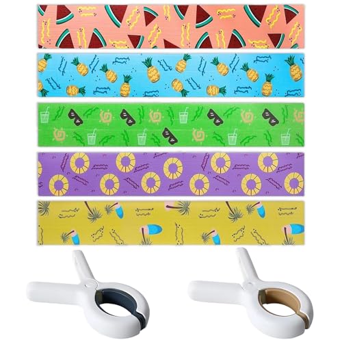 YTLSDHF Towel Bands for Sun Loungers 5-Piece Set with 2 Clips Secure Beach Towels on Windy Days and Poolside Areas Ideal for Outdoor Vacations and Cruise Travel Dimensions 30 x 5 cm