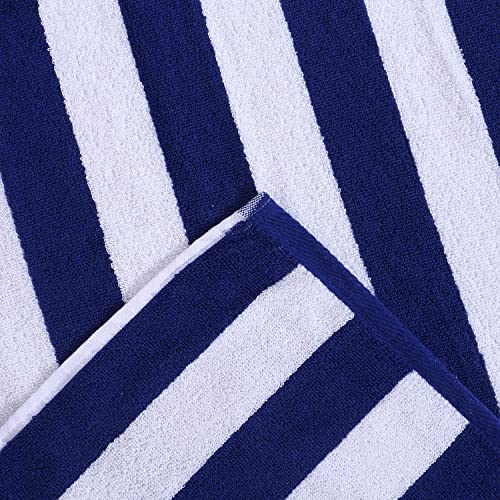 Image of Home Plus Studio 100% Cotton Towel Used for Hotel Pool /Swimming /Beach /Bath Sheet /Extra Large Size Bath Towel - Pack of 2 - Size 90 CM x 180 CM (36 inch in x 72 inch in) - Blue & White Stripes