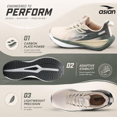 Image of ASIAN Hypercushion Carbon-10 Men's Running Shoes | Carbon Plate Technology, Breathable Knit Upper, Memory Foam Cushioning for Running, Training