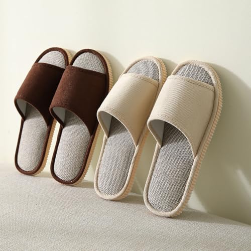 Teceyfeet Lot de 4 paires de pantoufles d'invité - Chaussures de bain en lin pour invités - Pantoufles lavables - Antidérapantes - Plates - Pour femmes et hommes, 39/44 EU – vue 5