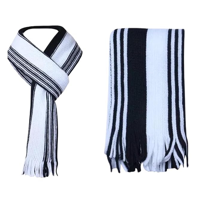 Unisex Winter Woolen Striped Scarf with Tassels – Soft & Warm Knitted Muffler (Black & White) Bleesed by Shri Krishna-image-34