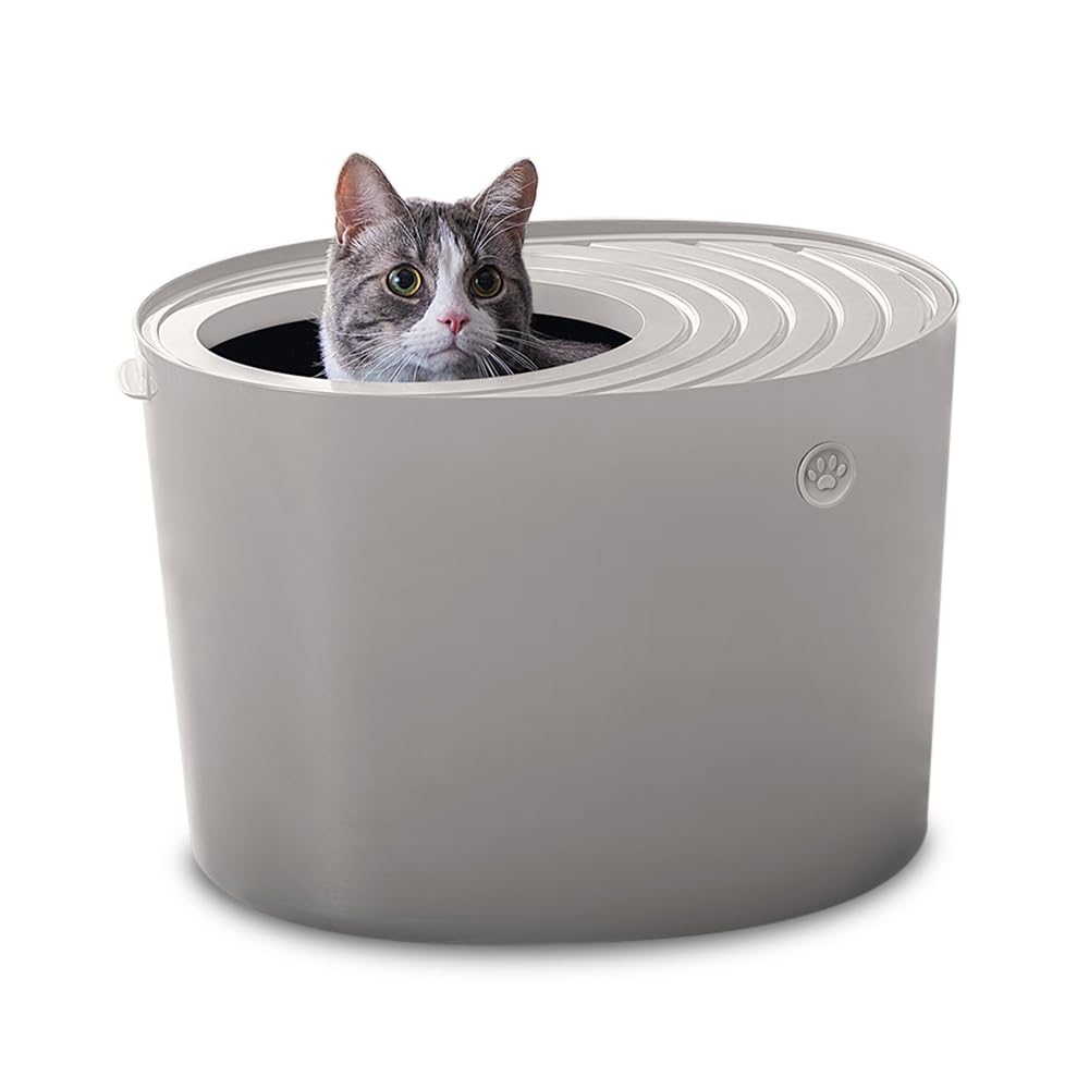 Amazon | 上から猫トイレ プチ PUNT-430 ライトグレー | アイリス