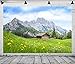 BELECO 7x5ft Fabric Alpine Mountain Cabin Backdrop Alps Green Hills Wooden Hut Grassland Forest Flowers Scenery Background Outdoor Hiking Travel Photo Portraits Video Studio Photo Props