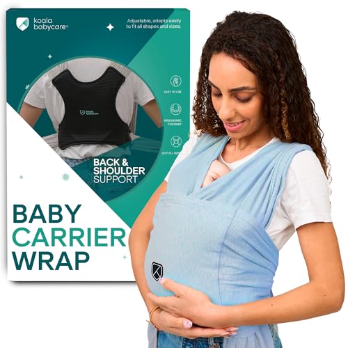 Image of Koala Babycare Baby Carrier Wrap, Easy to Wear As a T-Shirt - Original Baby Carrier Newborn to Toddler - Sling One Size Fits All - Baby Wraps Carrier Up to 22lbs